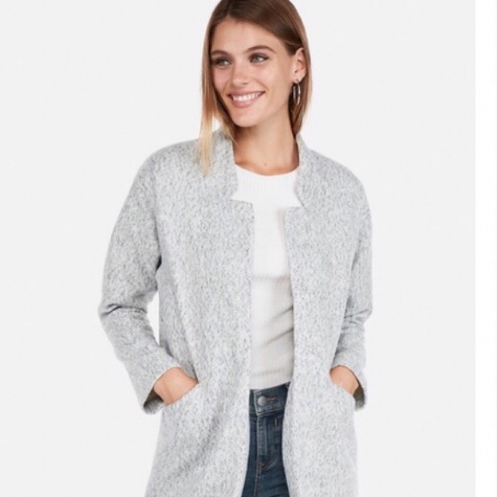 Express gray oversized tailored knit blazer